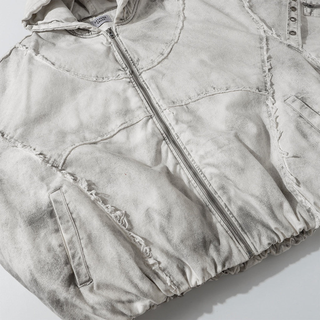 Dirty Dyed Raw Edge Old Thickeneded Warm Cotton Jacket