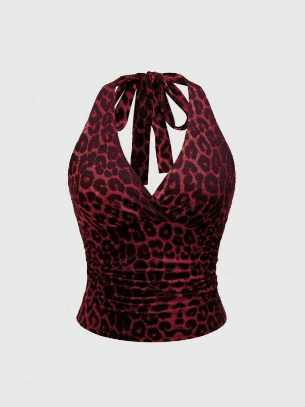 Leopard Halter Neck Top