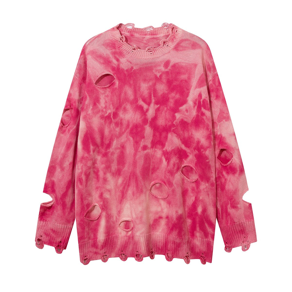 Distressed Tie-Dye Knit Sweater