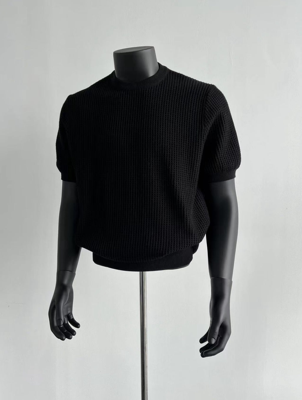 Short-Sleeve Waffle Knit Sweater