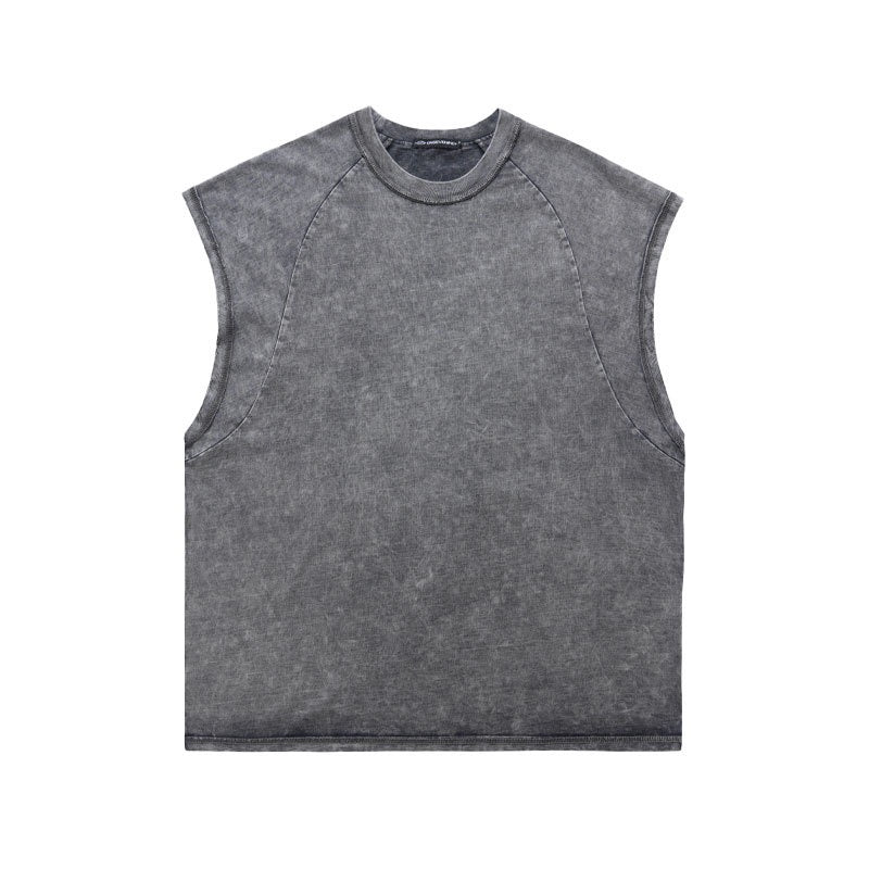 Sleeveless Vest Men's Raw Edge Washed Old Retro Loose T-Shirt