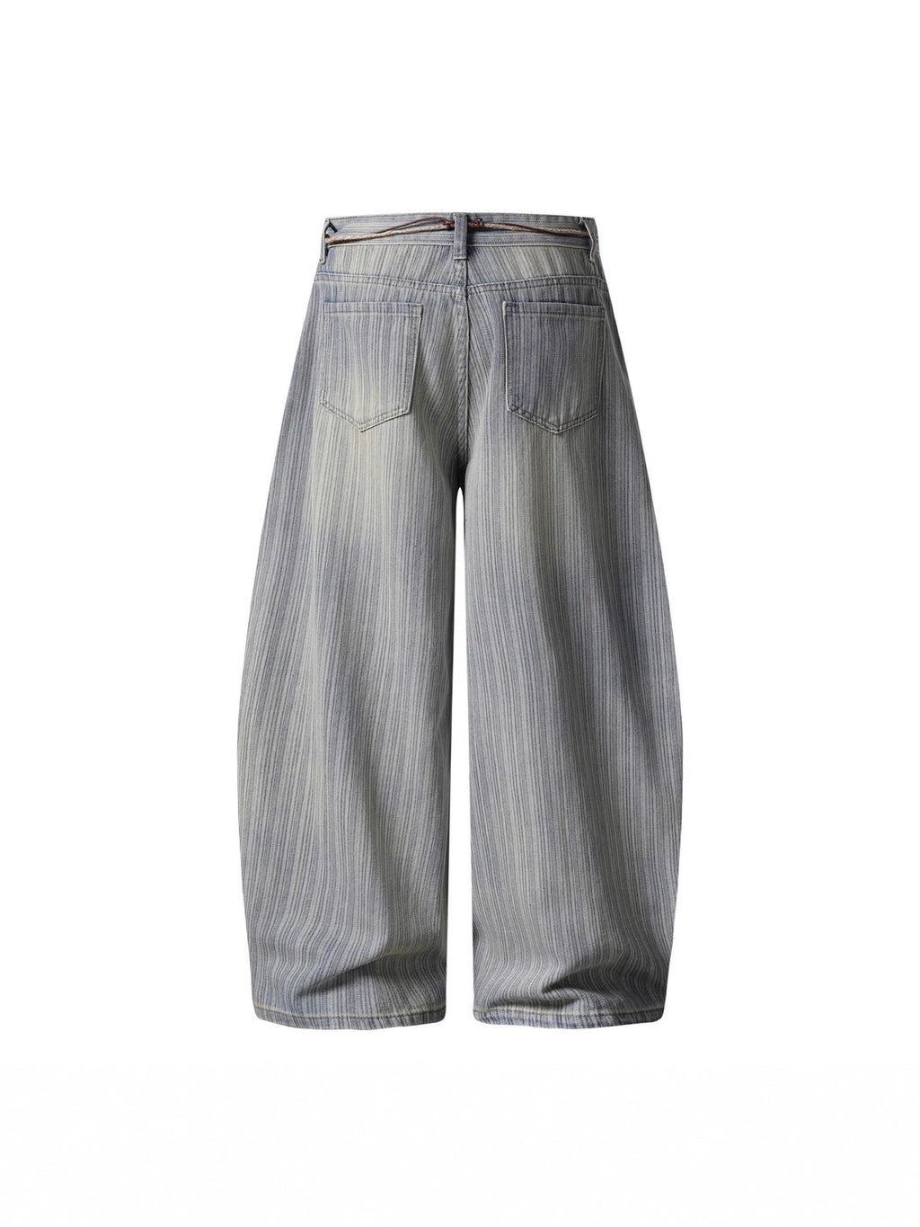 Washed Striped Wide-Leg Pants