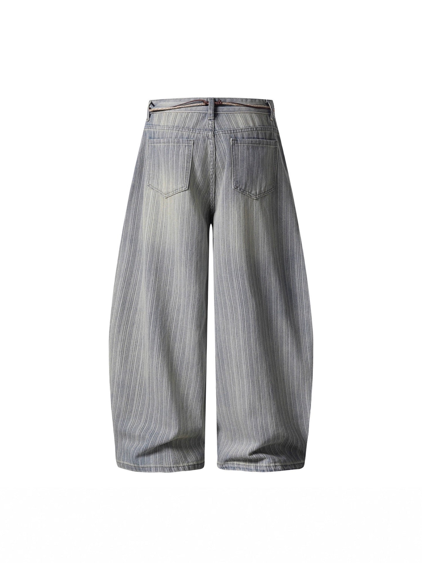 Washed Striped Wide-Leg Pants