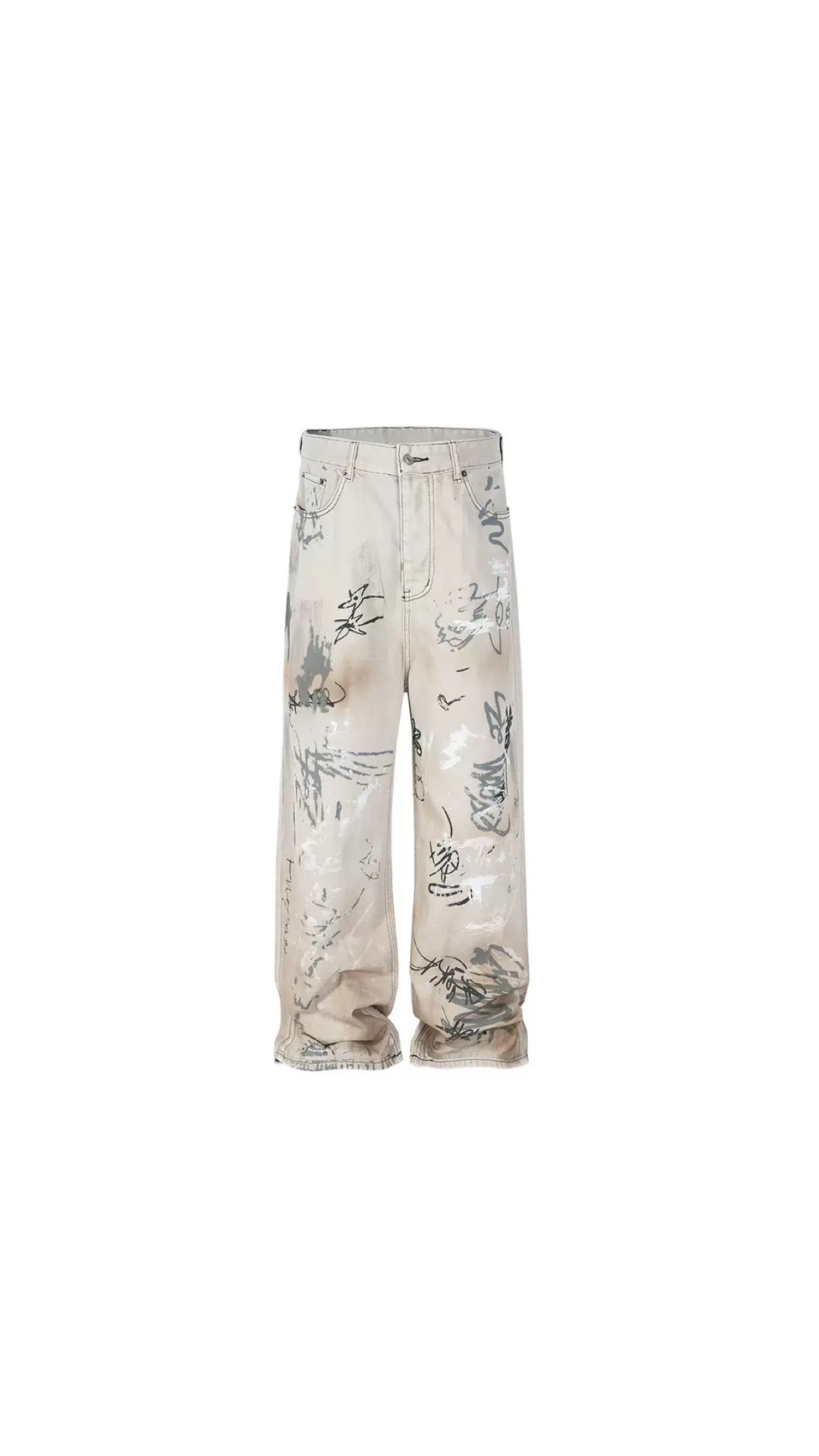 Graffiti Washed Baggy Jeans