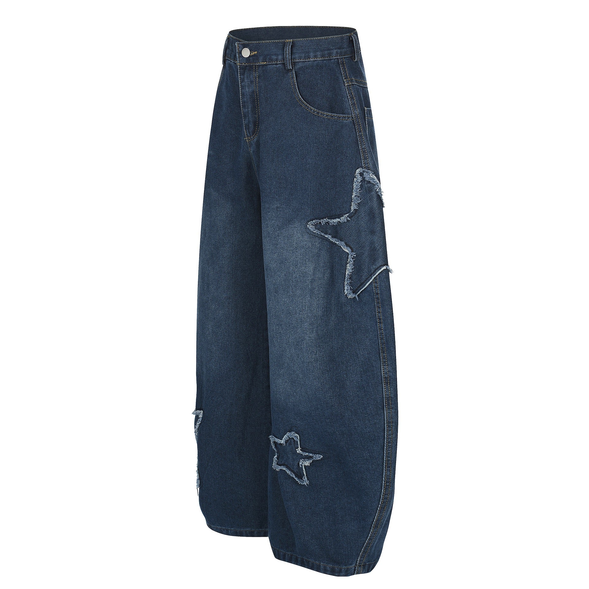 Star Embroidery Wide-Leg Pants
