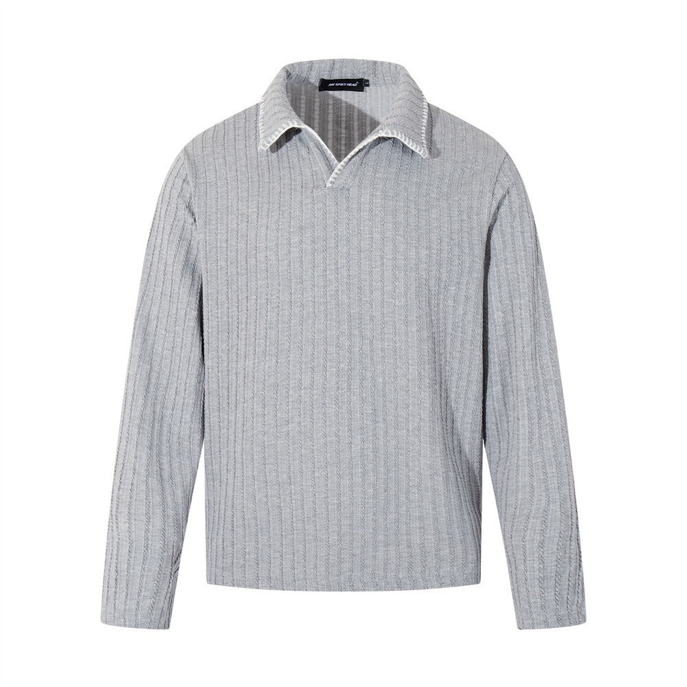 Long-sleeve knit polo shirt