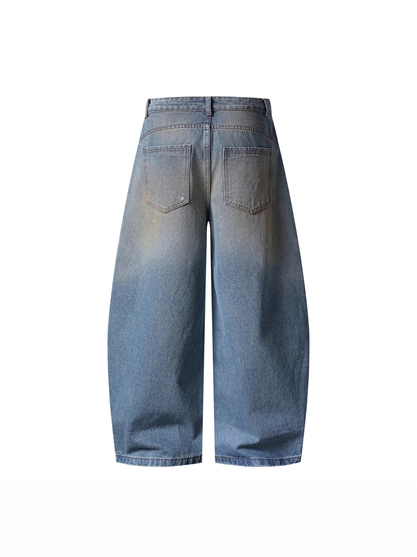 Mud-Dyed Washed Distressed Dirty Jeans Wide-Leg Pants