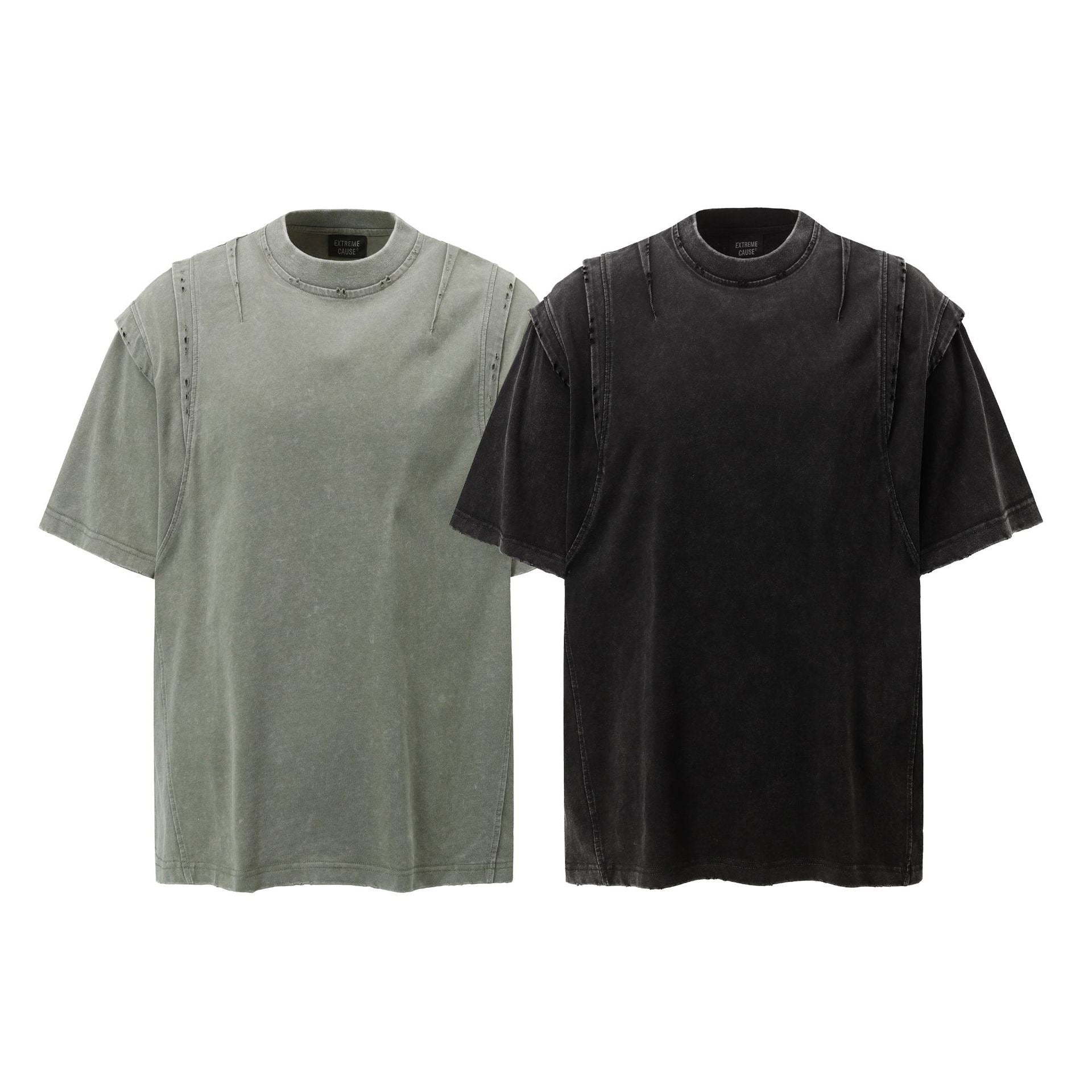 Layered Shoulder Tees washed t-shirts with double-stitched shoulder details.