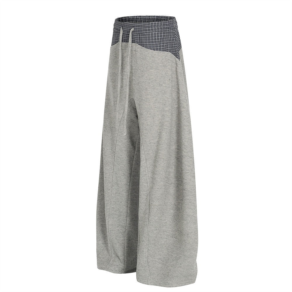 Plaid patchwork baggy sweatpants