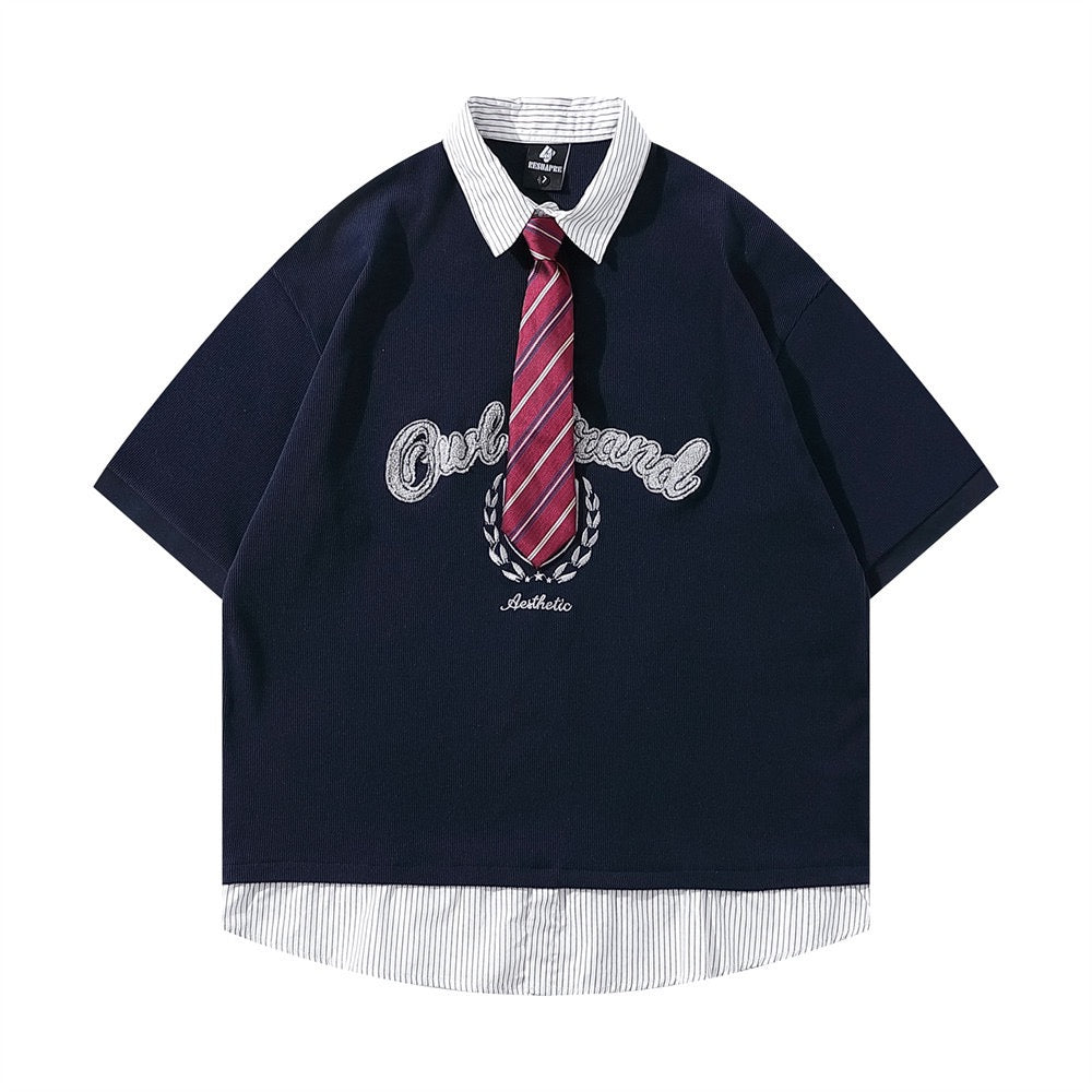 Layered Shirt with Tie Tee