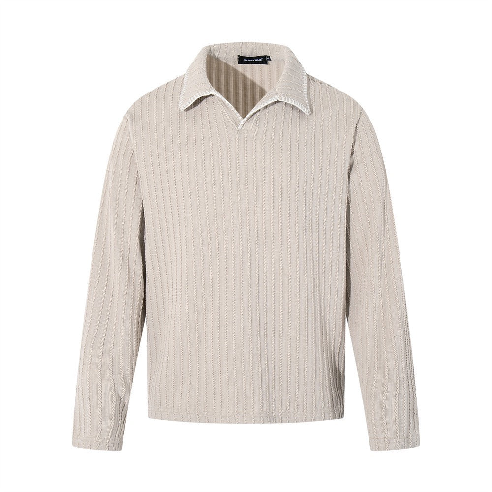 Long-sleeve knit polo shirt