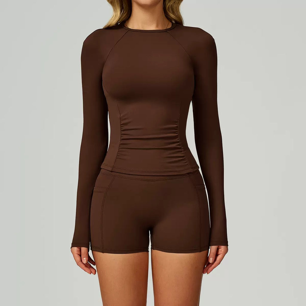 Seamless long-sleeve top and short Active wear