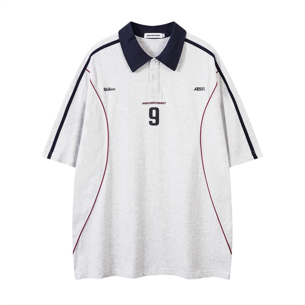 NO.9 Sporty Polo Soccer Jersey