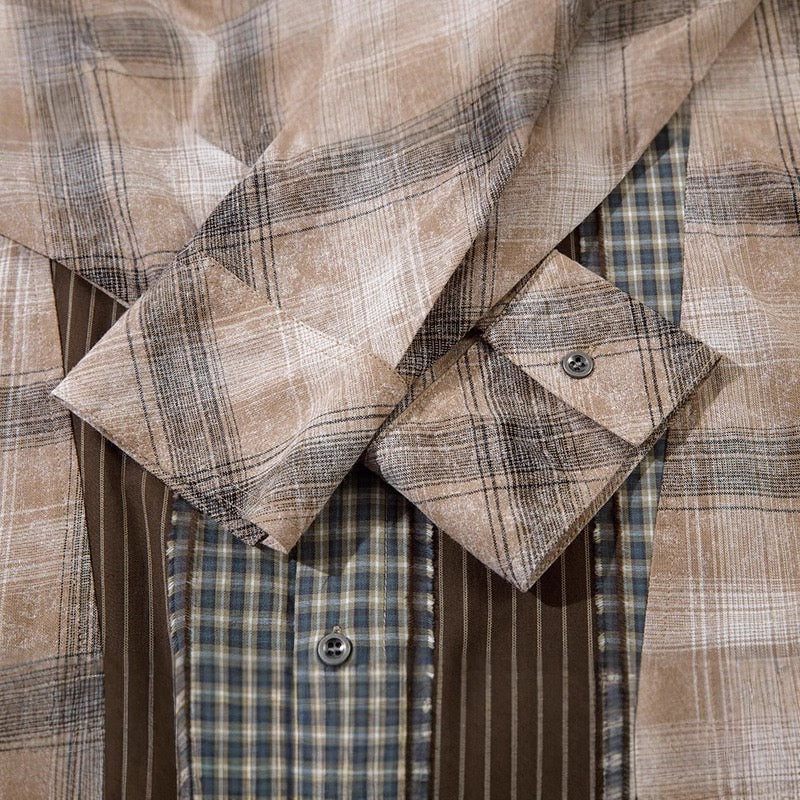 Retro Waste Soil Style Plaid Long Sleeve Shirt