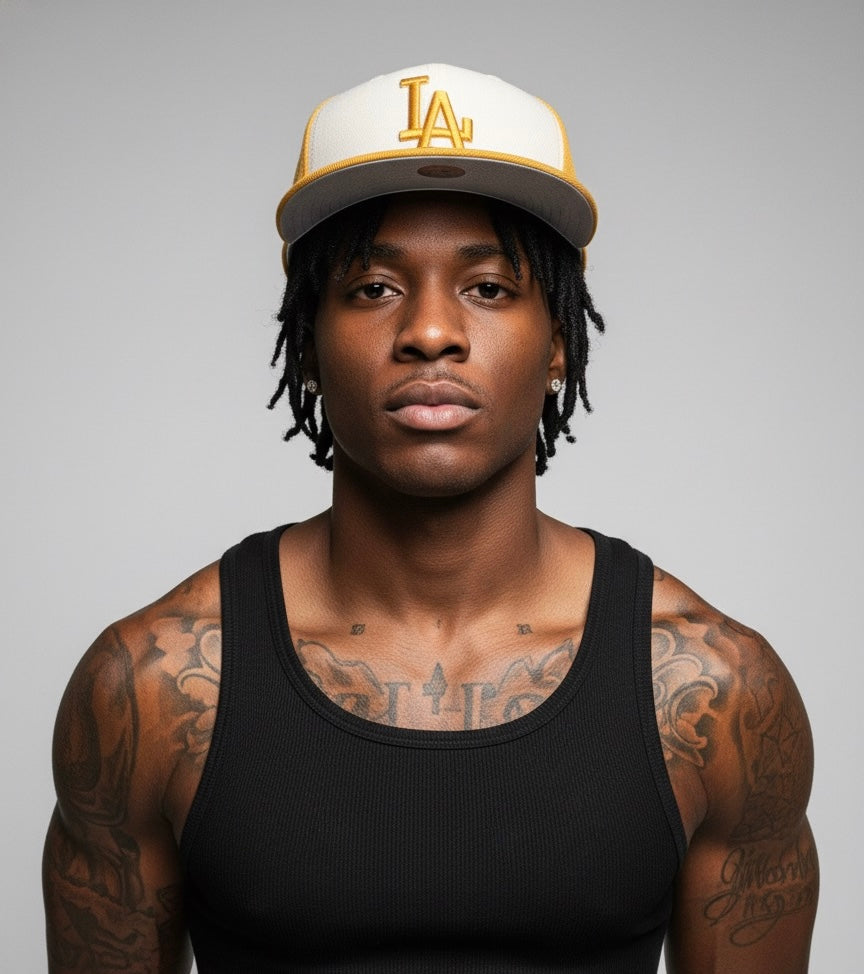 New Era Los Angeles Dodgers Cream/Gold Chrome Anniversary 59FIFTY Fitted Hat