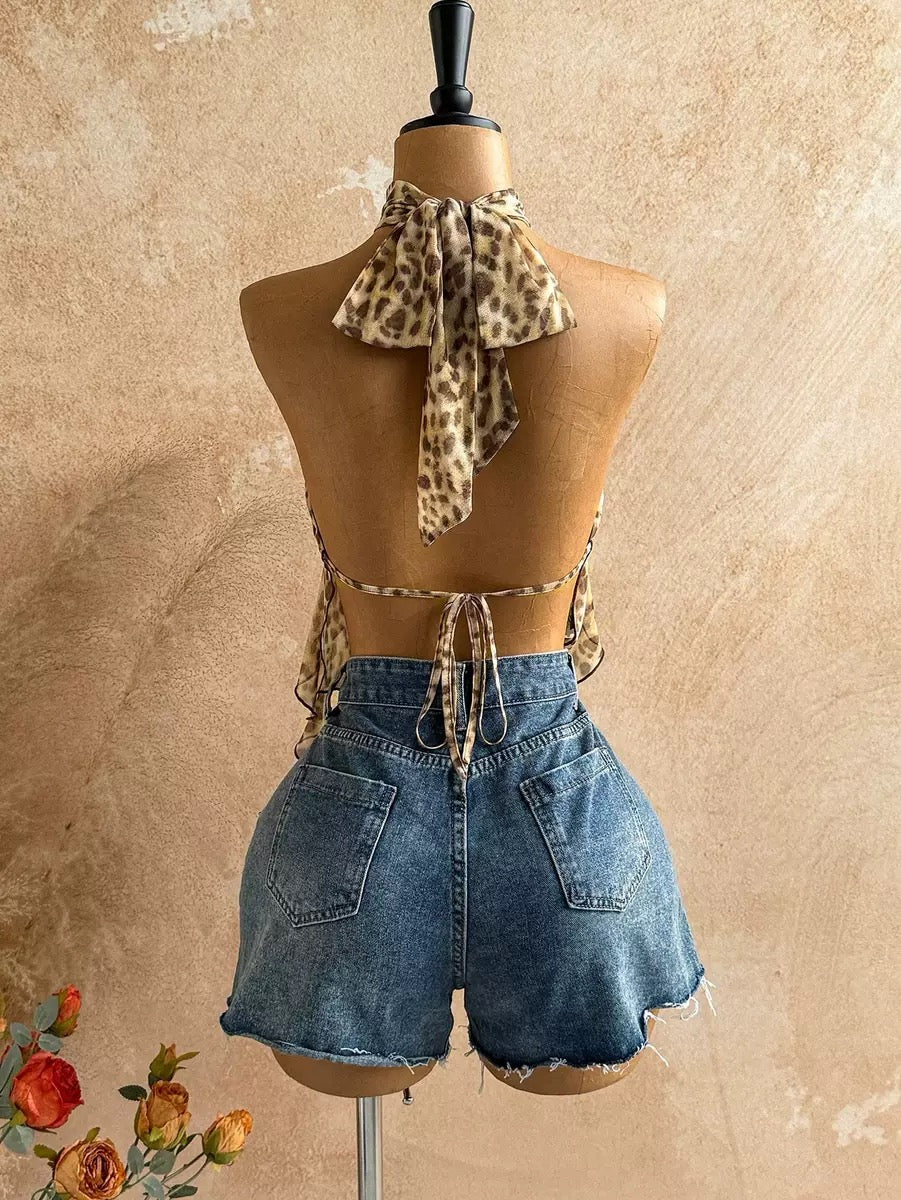 leopard print halter top