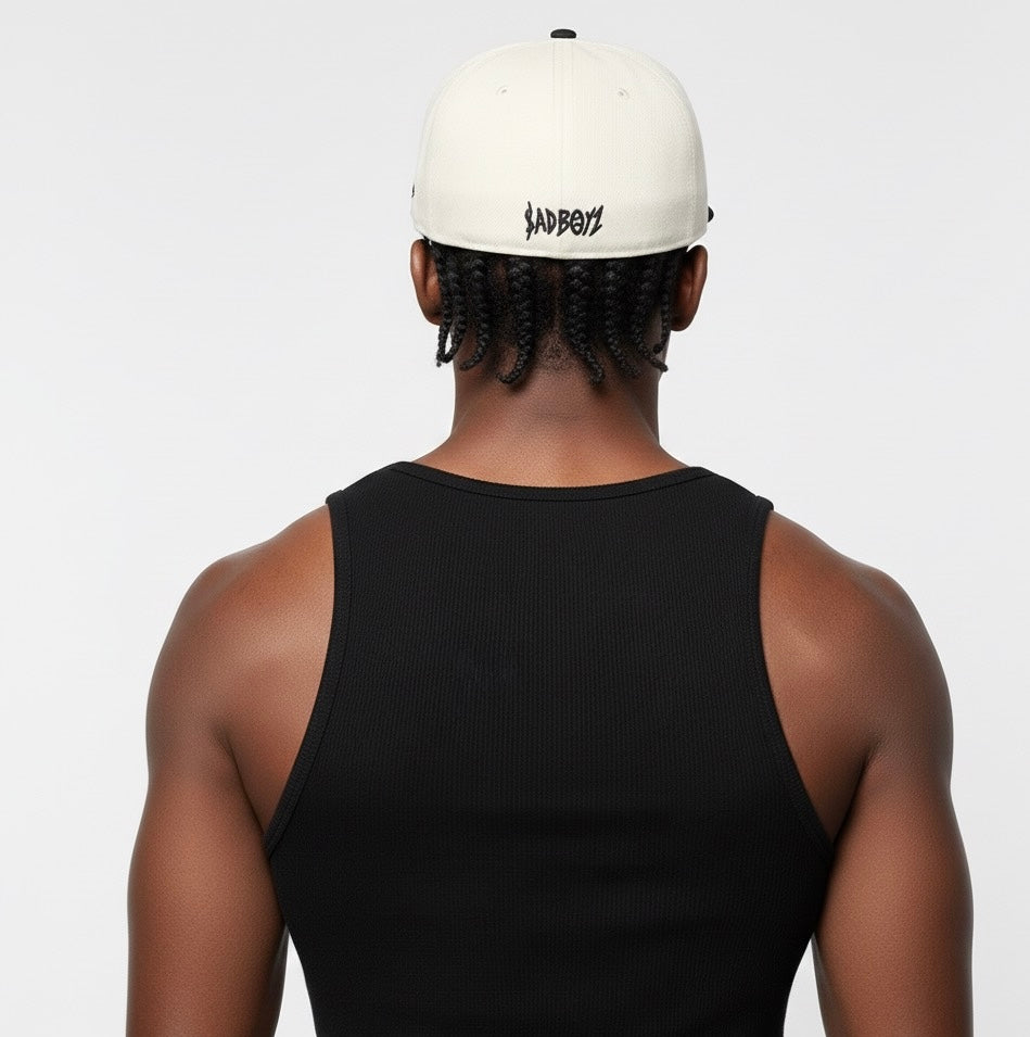 Junior H x New Era fitted hat with "SADBOYZ"