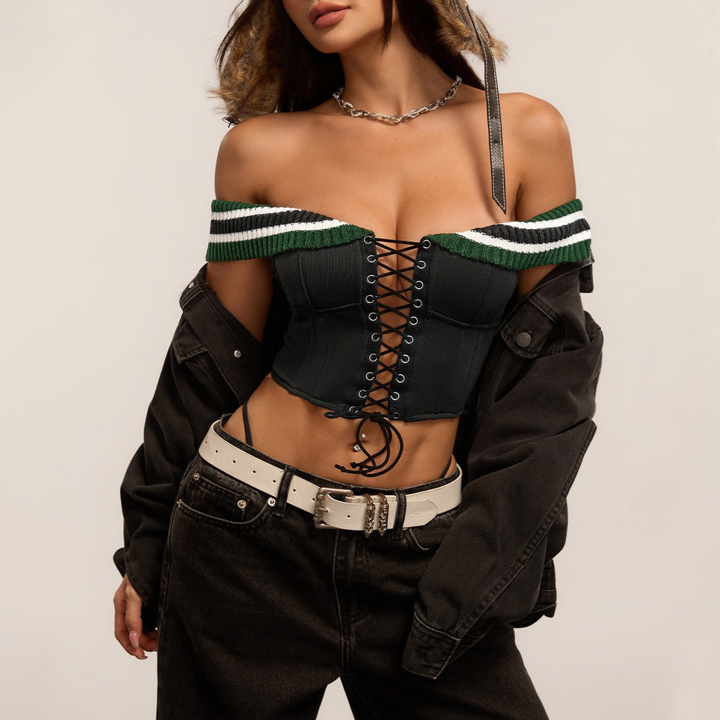 Turn Up The Heat Lace Corset Top in black