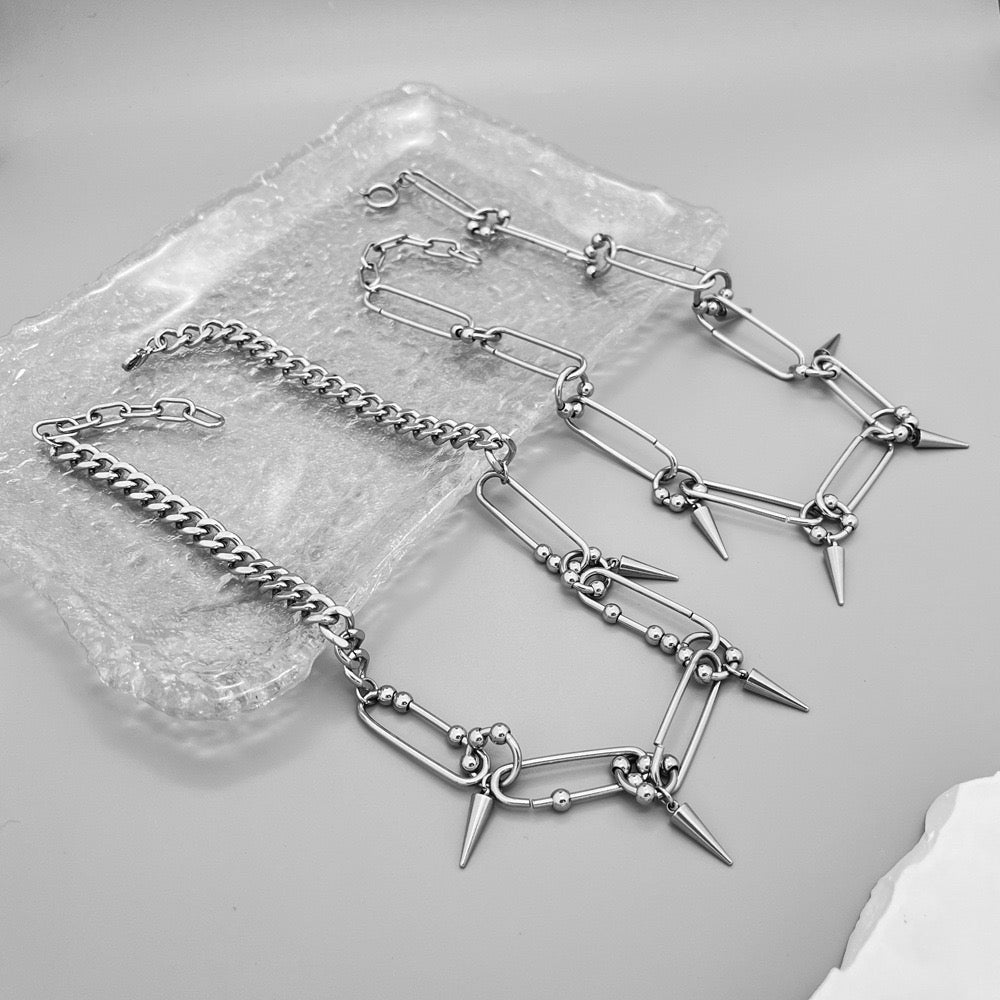Punk spike chain choker & necklace