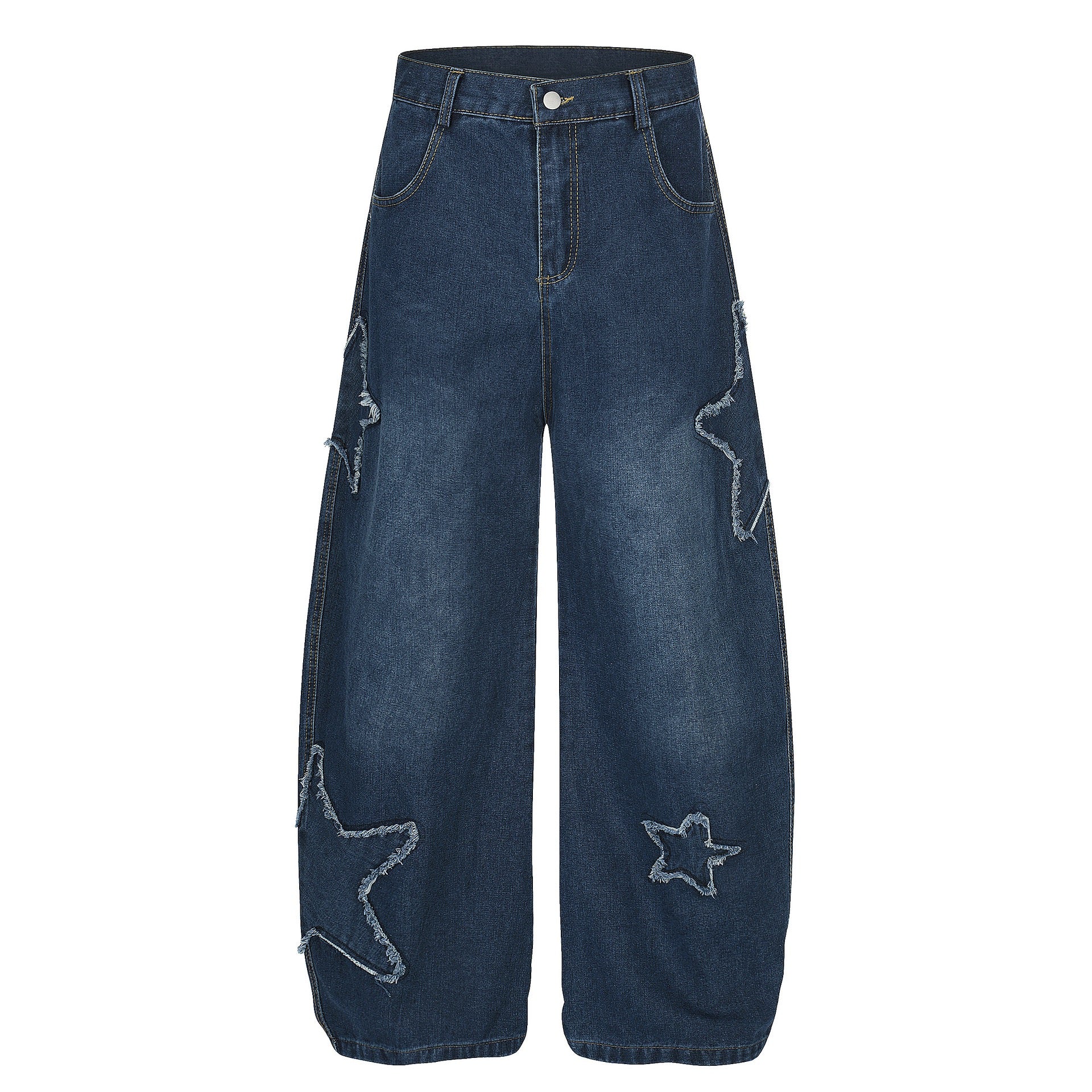 Star Embroidery Wide-Leg Pants