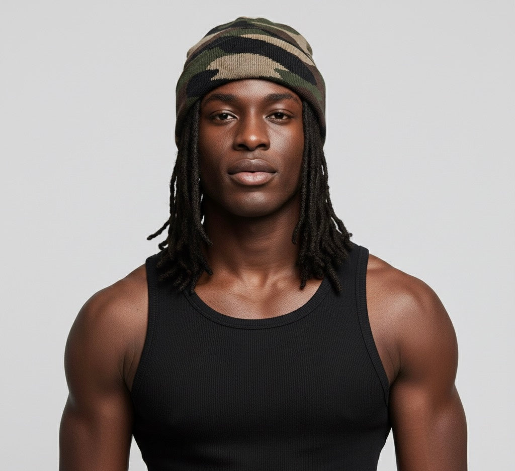 Beechfield Camo Cuffed Beanie in a camouflage pattern