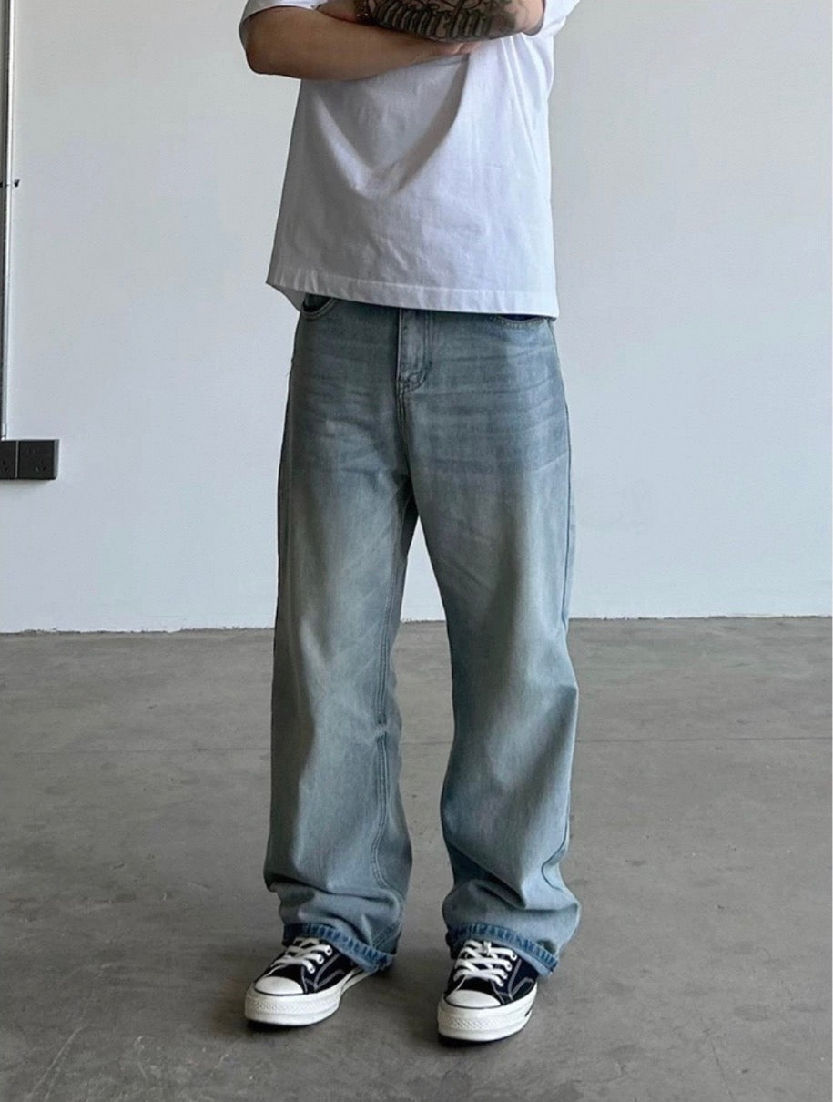 Washed baggy wide-leg jeans