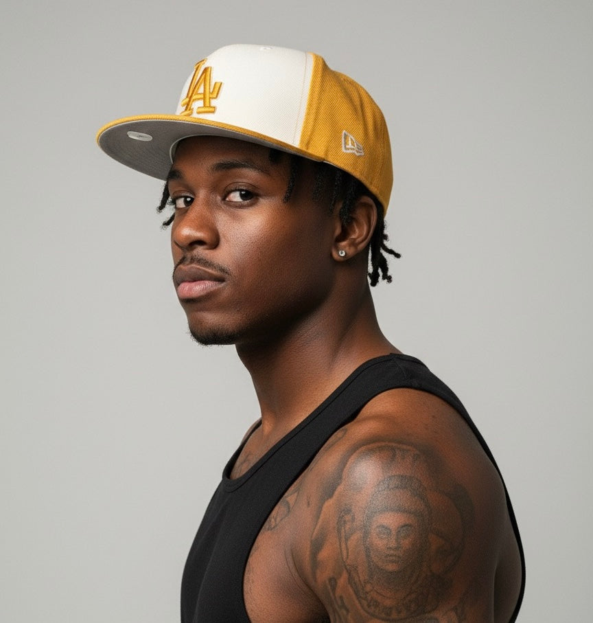 New Era Los Angeles Dodgers Cream/Gold Chrome Anniversary 59FIFTY Fitted Hat