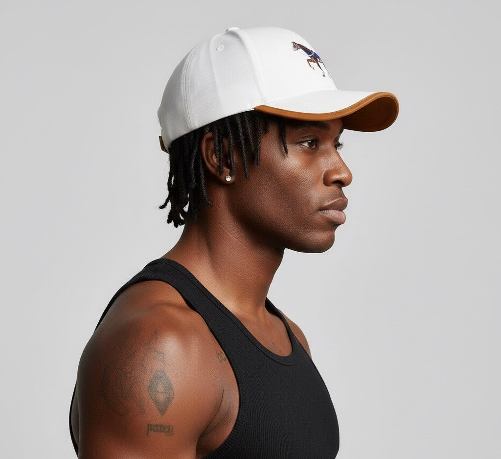 War Horse Embroidery Couple Baseball Cap in white