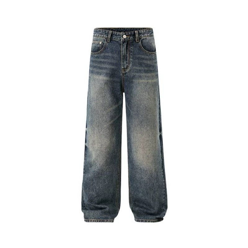 Washed baggy wide-leg jeans