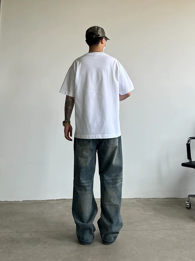 Washed baggy wide-leg jeans