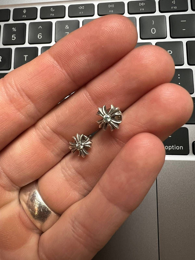 Chrome Heart Stud Earrings