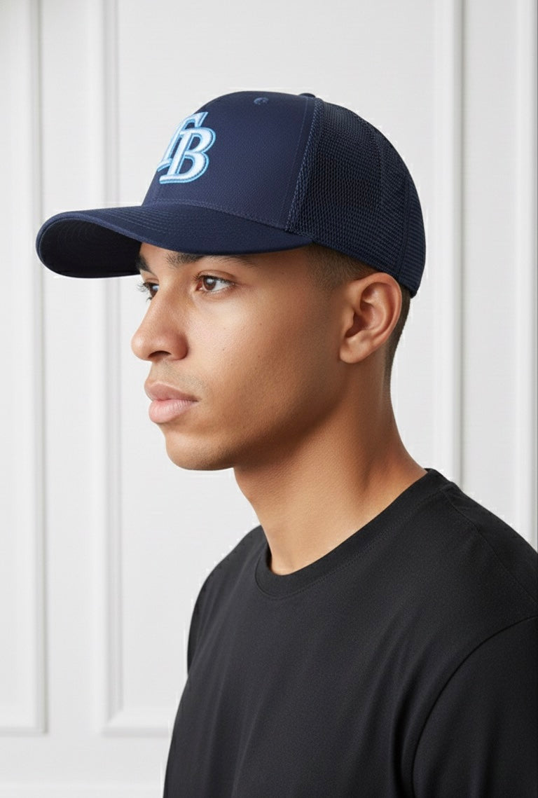 Navy Tampa Bay Rays New Era 9FORTY A-Frame Trucker Adjustable Hat