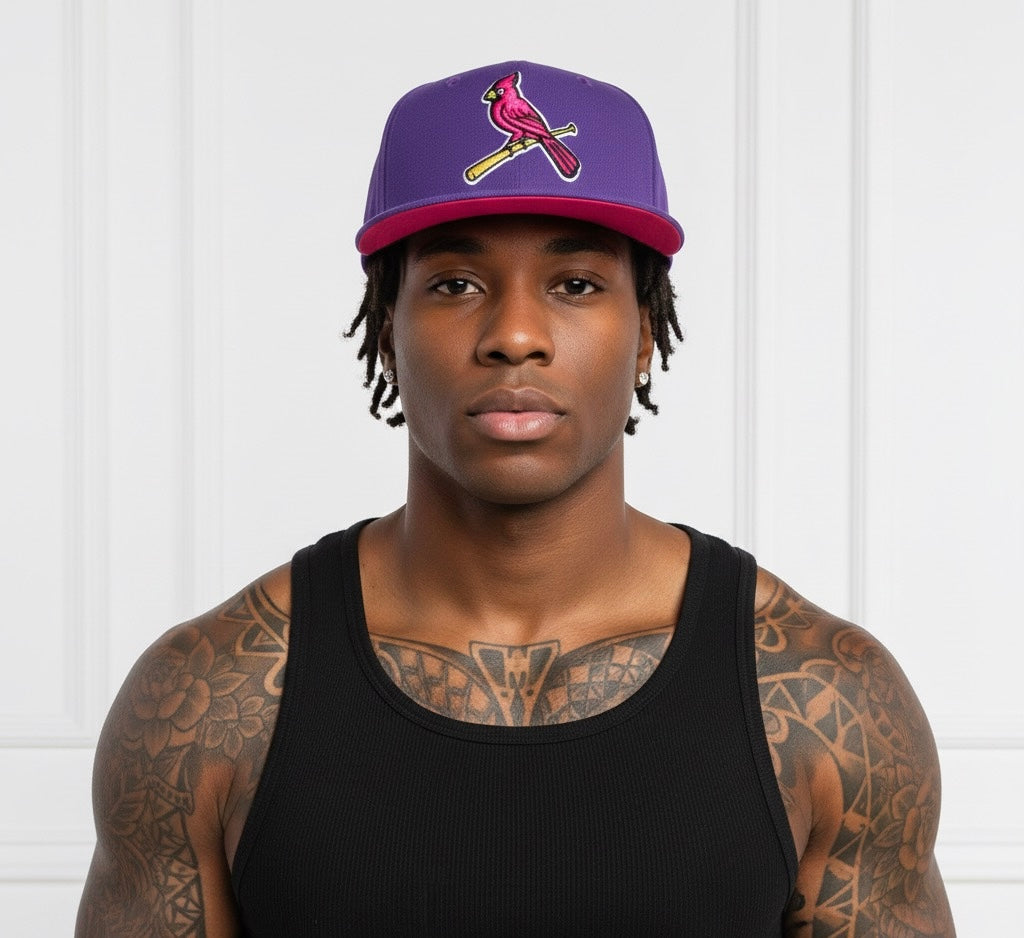 St. Louis Cardinals fitted baseball cap in a purple colorway
