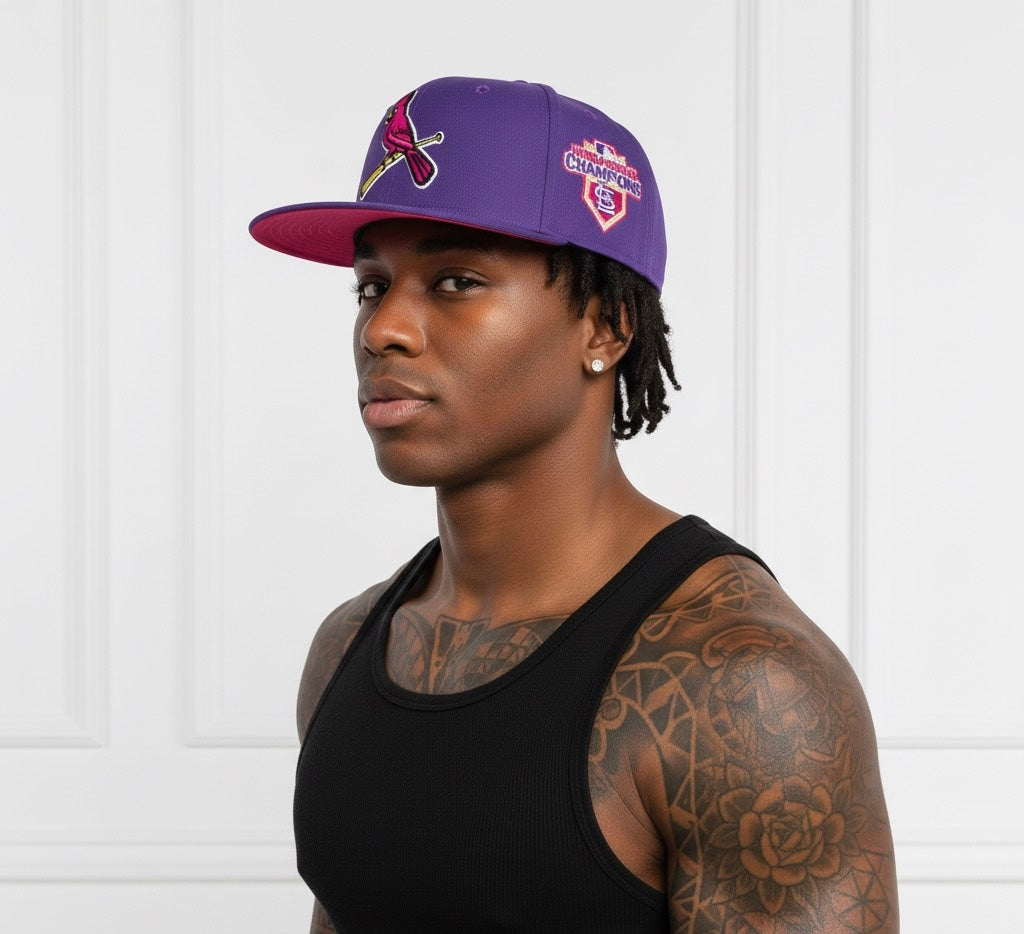 St. Louis Cardinals fitted baseball cap in a purple colorway