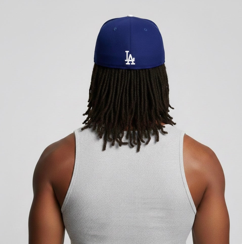 Los Angeles Dodgers New Era 59FIFTY fitted cap with a cloud and gold "LA" logo