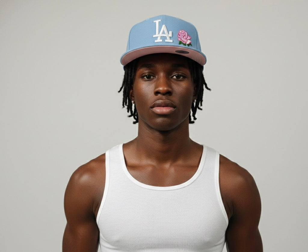 New Era 59FIFTY Los Angeles Dodgers fitted cap in sky blue with a pink underbrim