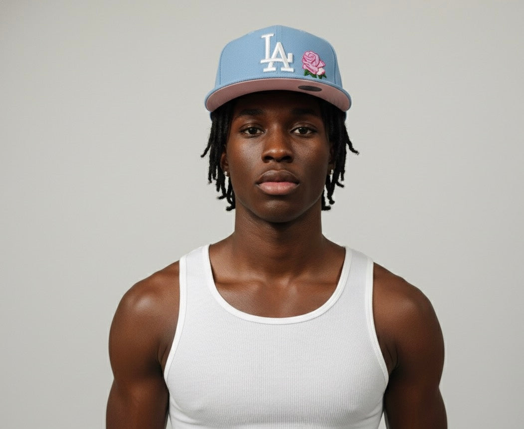 New Era 59FIFTY Los Angeles Dodgers fitted cap in sky blue with a pink underbrim