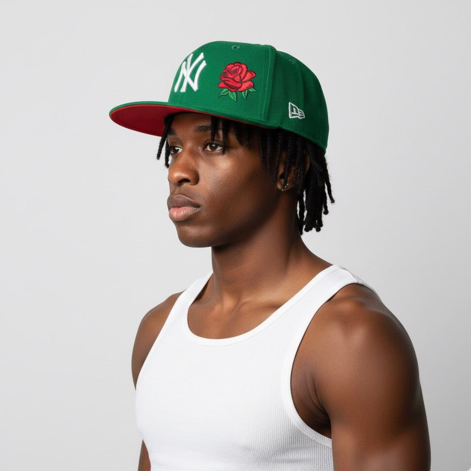 New Era x FAM New York Yankees Green Red Rose 27x Champions 59FIFTY