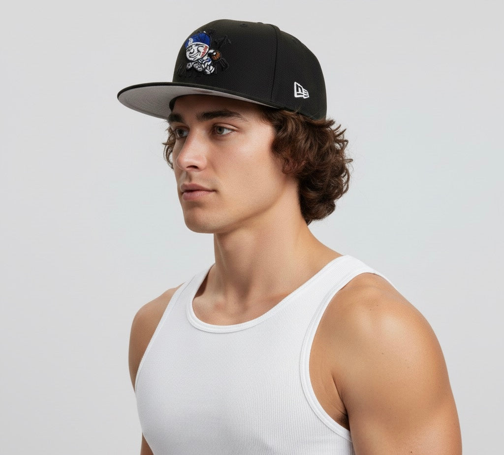 New Era Born x Raised Black Los Angeles Dodgers Mr. Cartoon 59FIFTY Fitted Hat