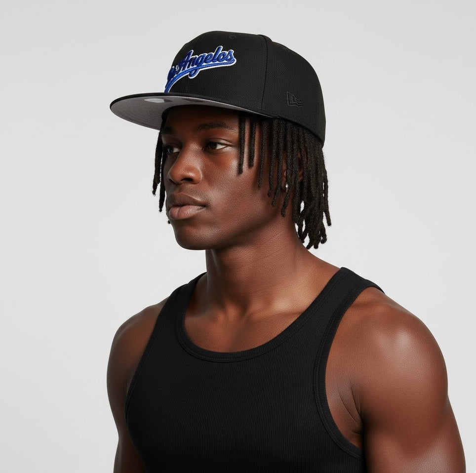 New Era 59fifty Los Angeles Blue Script